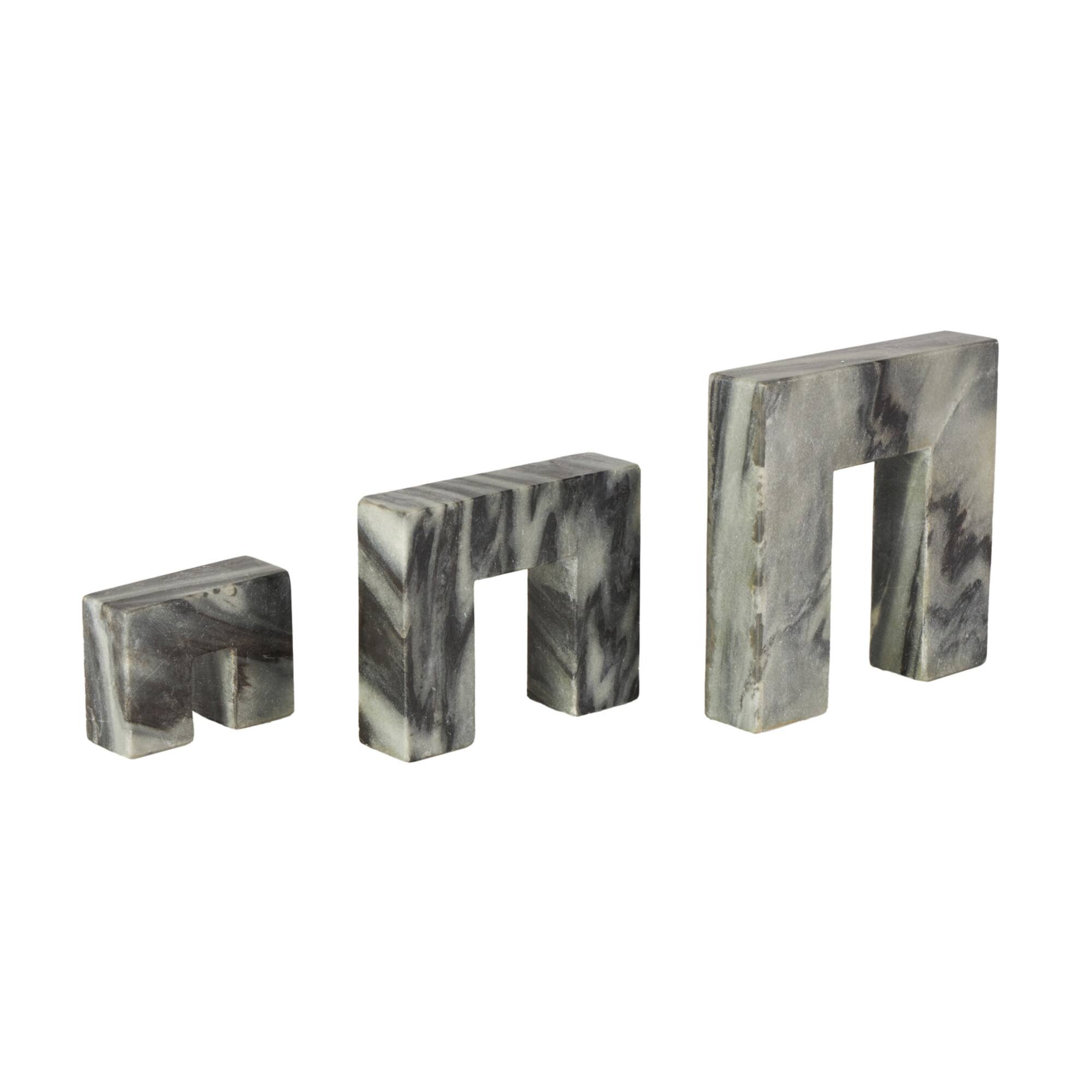 Black Marble Abstract Square Arch Decorative Sculpture Set
